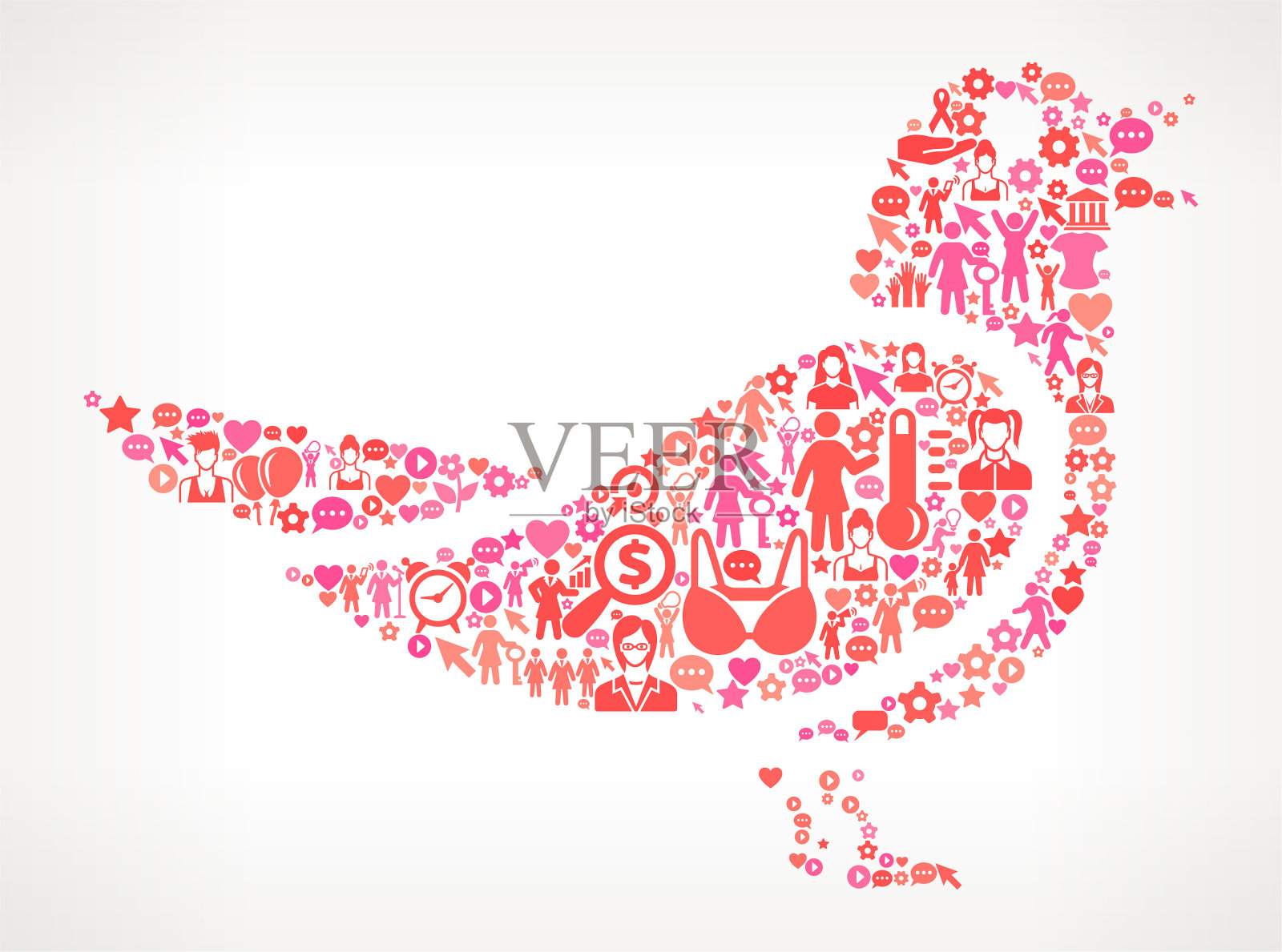 鸟的妇女权利和女孩的力量图标模式插画图片素材