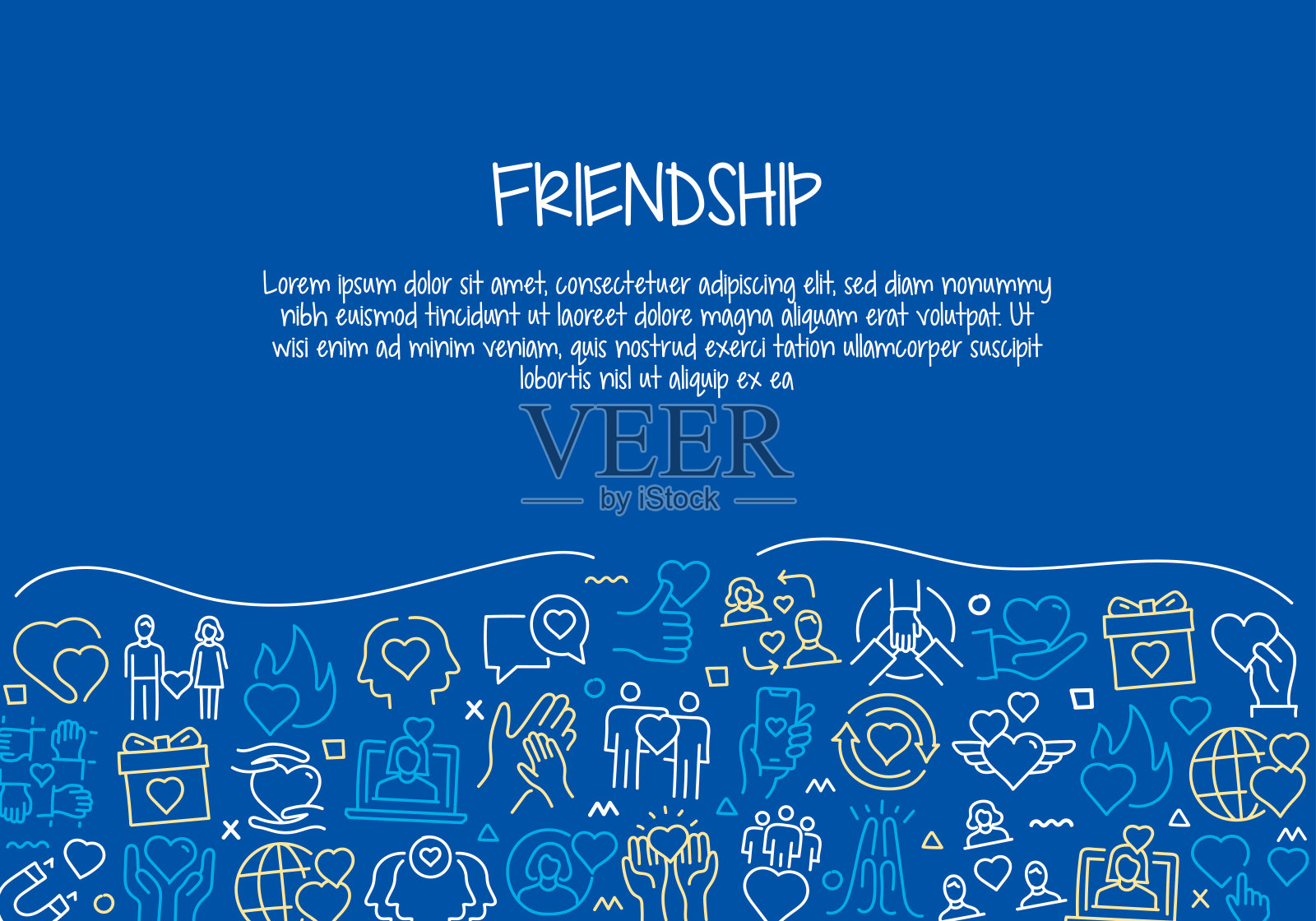 友谊，关系和爱相关的手绘横幅设计矢量插图插画图片素材