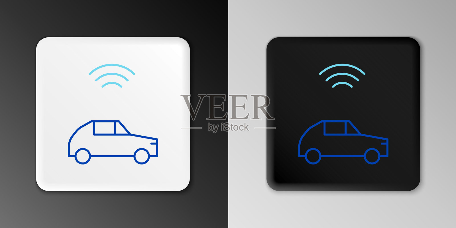 Line智能汽车系统与无线连接插画图片素材