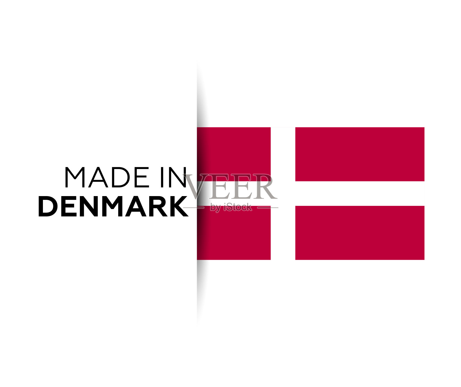 丹麦制造商标，产品会徽。白色的孤立的背景。插画图片素材