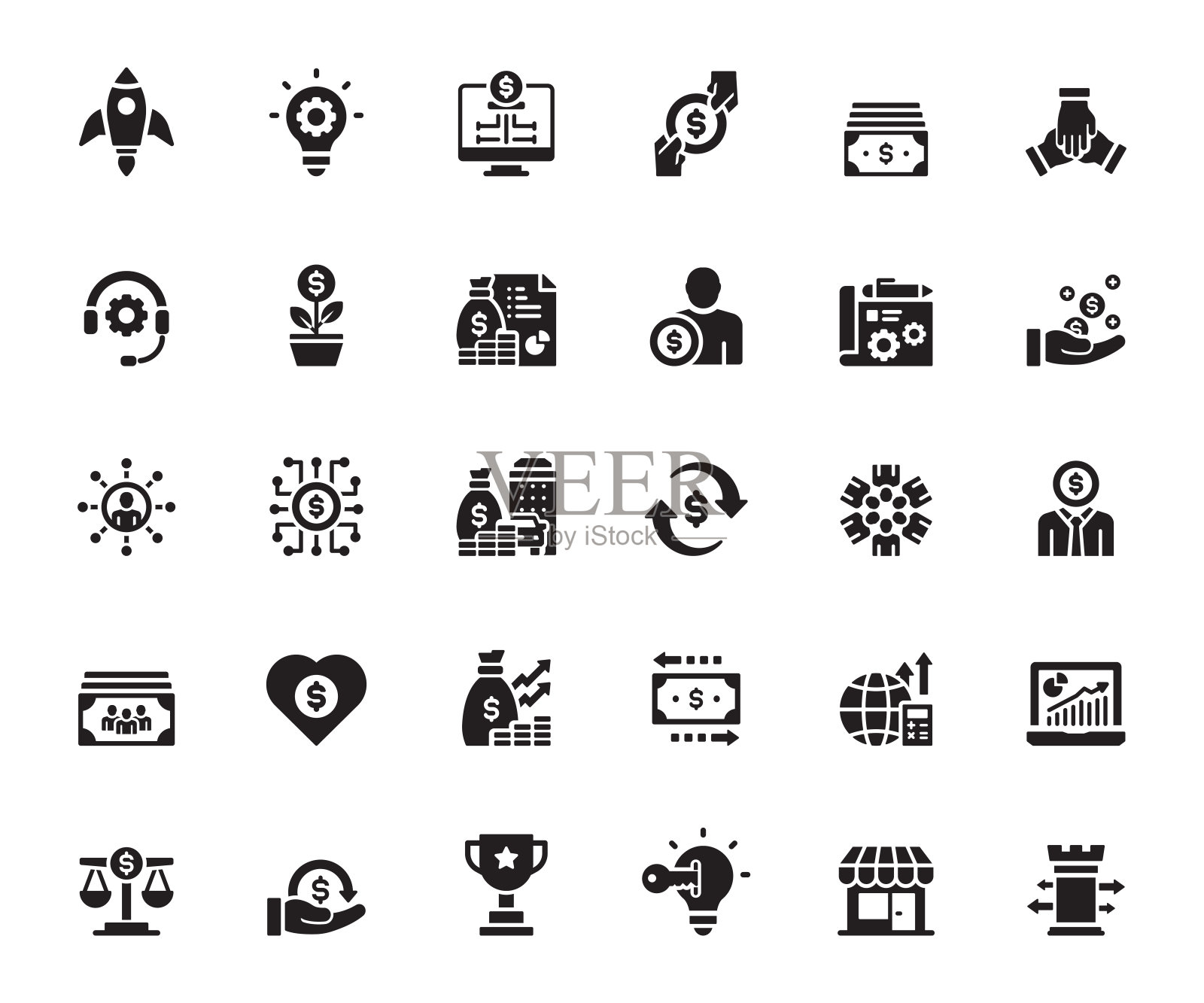 简单的众筹相关矢量图标。符号集合。图标素材