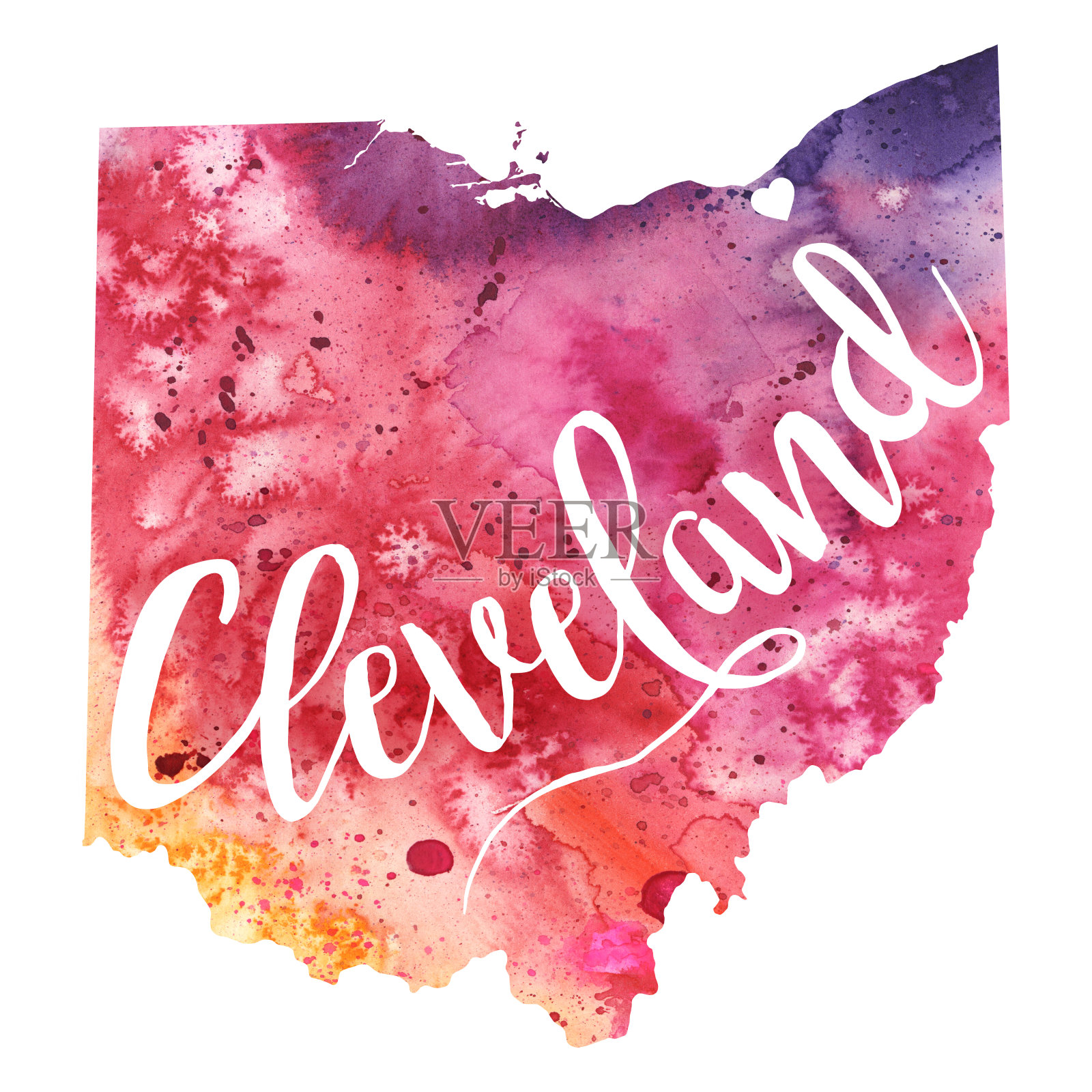 坦帕，佛罗里达水彩光栅地图插图插画图片素材