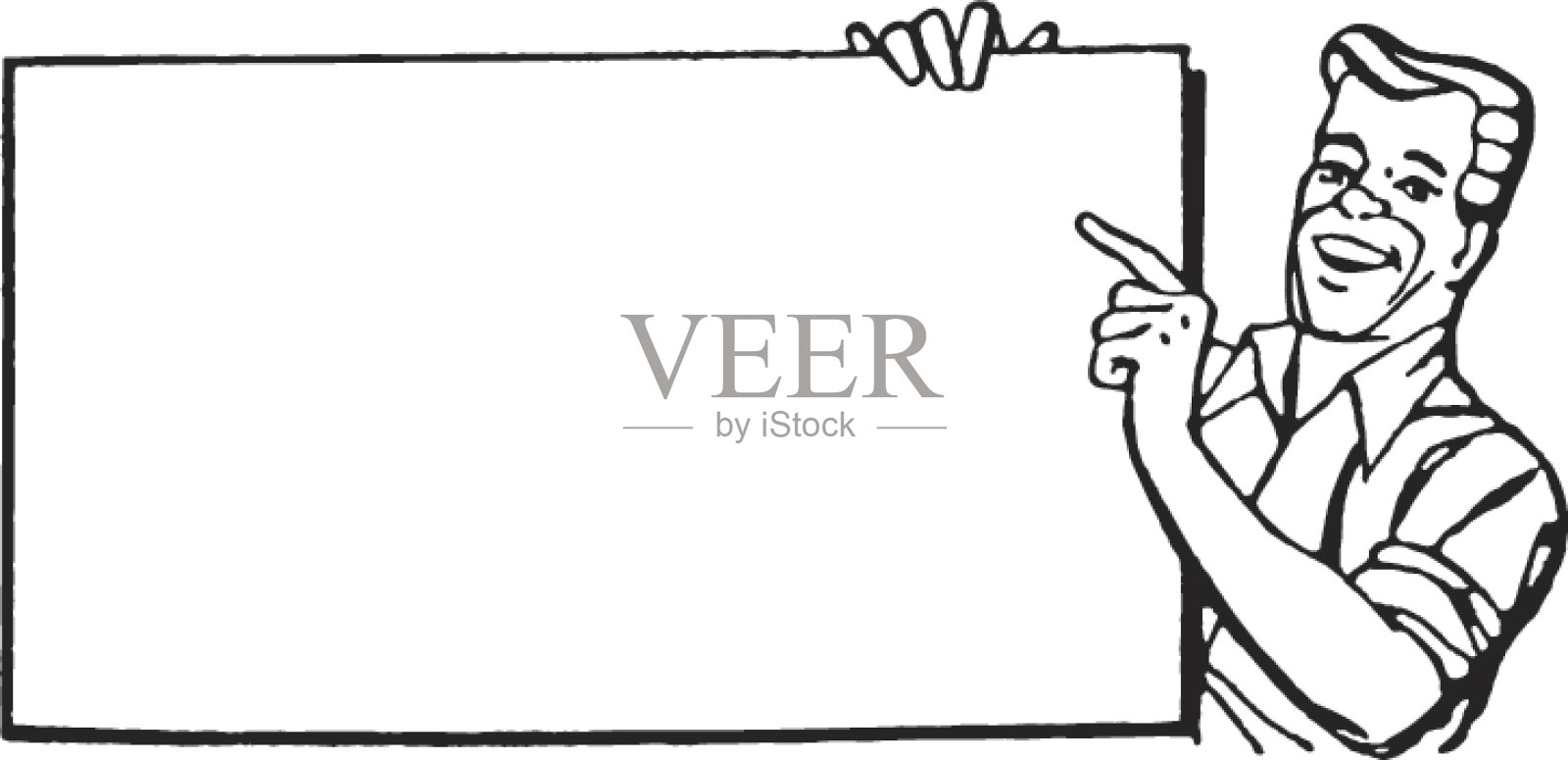 男人指着一张海报插画图片素材