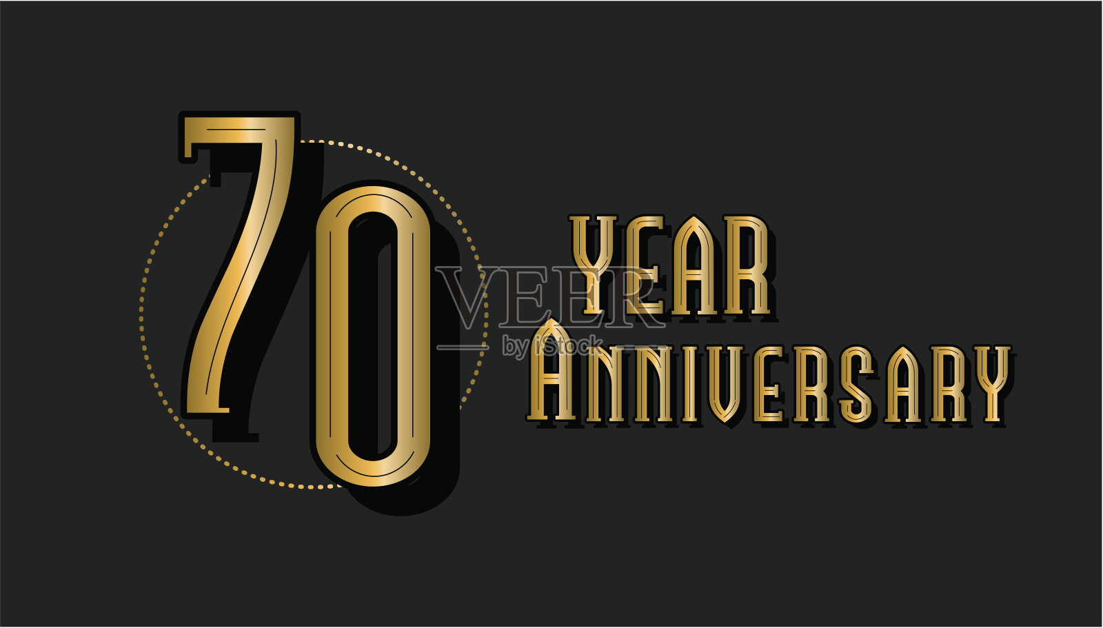 复古和复古70周年的标签设计在金色和黑色的颜色插画图片素材