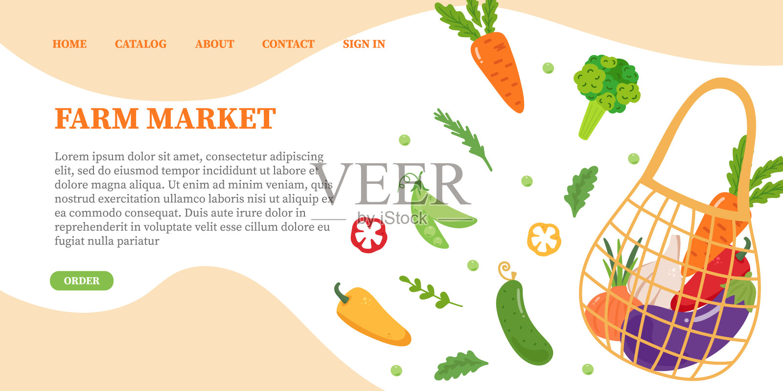 农贸市场的宣传横幅插画图片素材