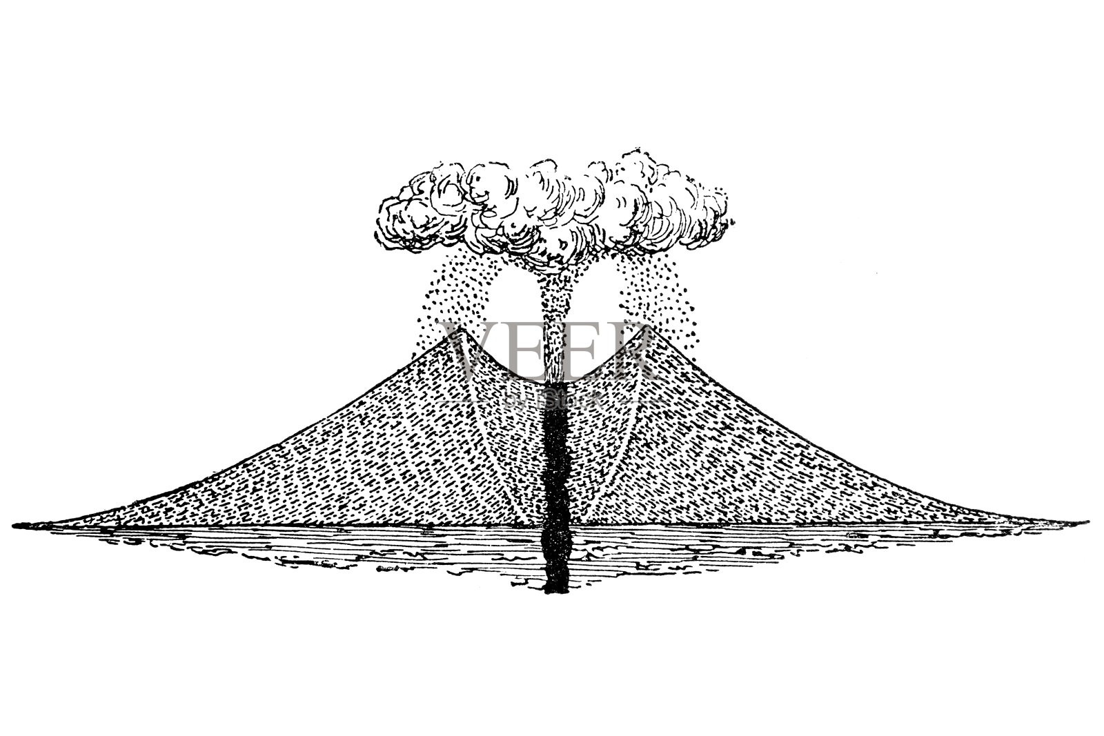 火山的横截面插画图片素材