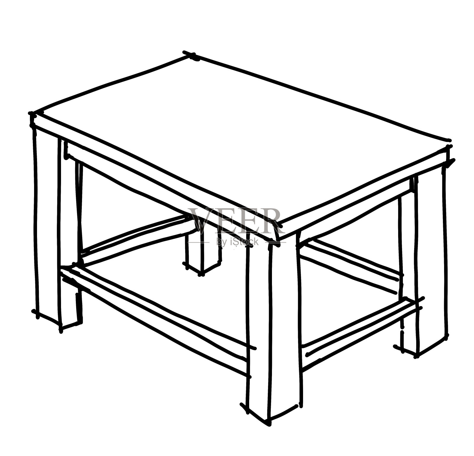 桌子内部家具涂鸦手绘线条插图设计元素图片