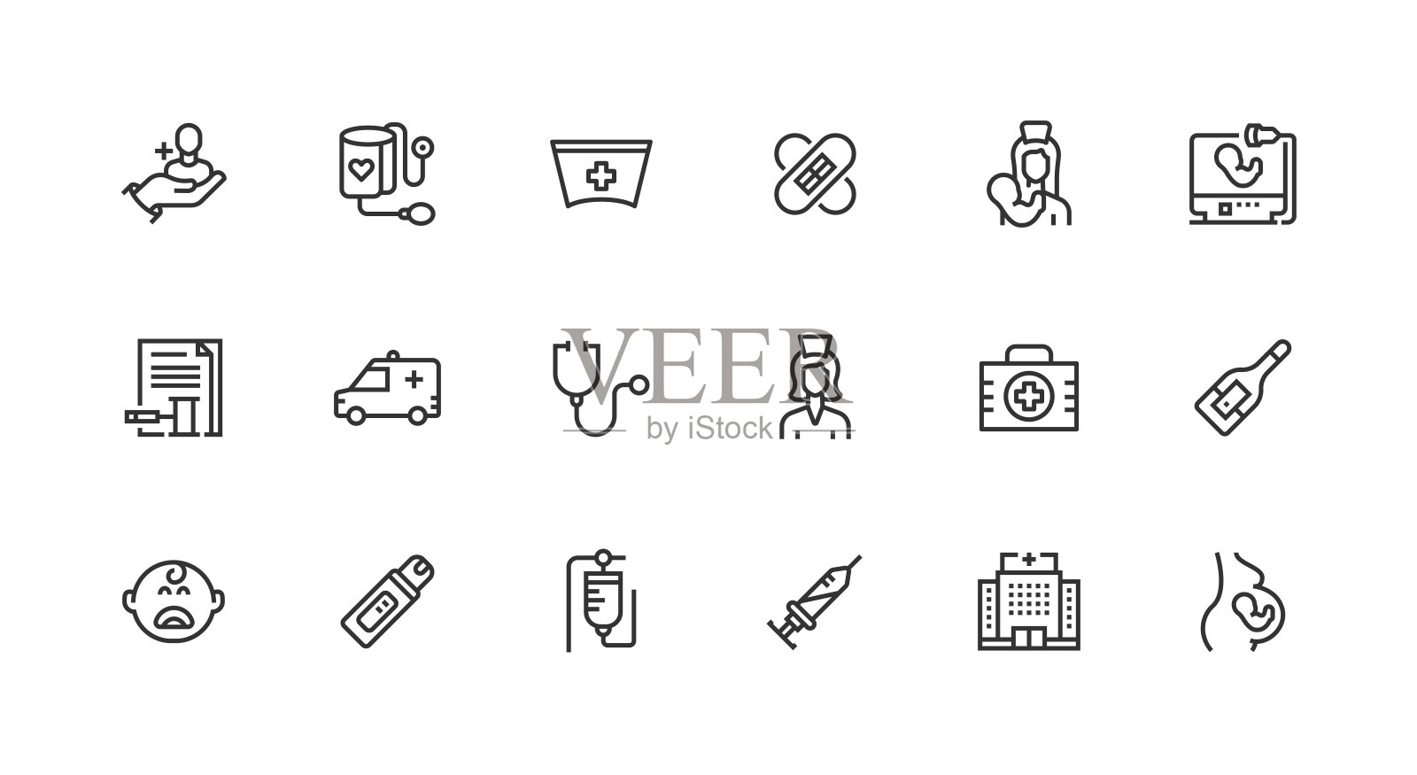 护士-助产士，医院，恩布里奥，救护车，妊娠测试图标插画图片素材