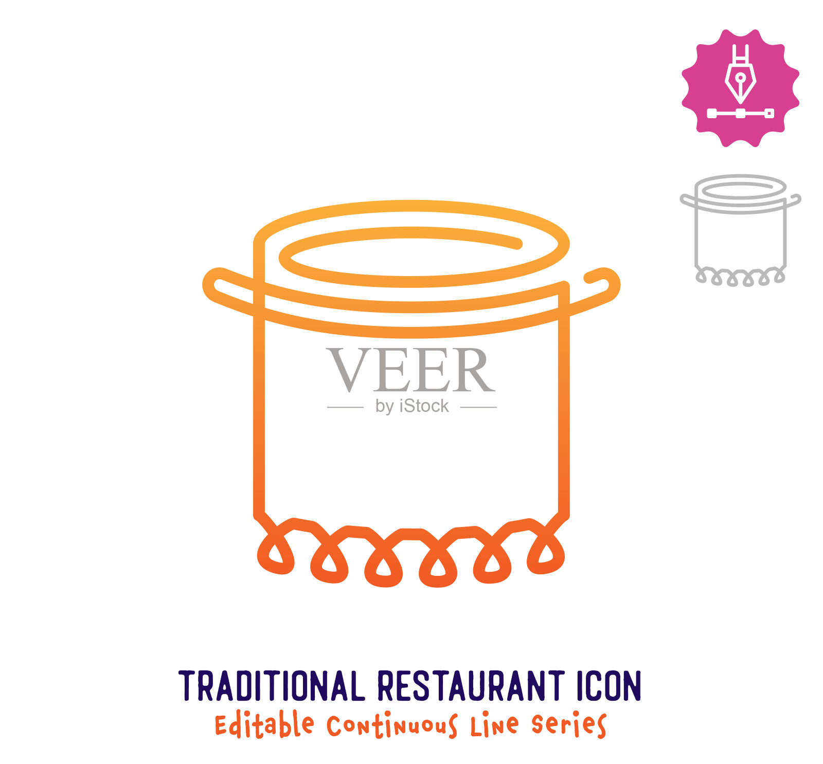 传统餐厅连续线可编辑笔画线插画图片素材