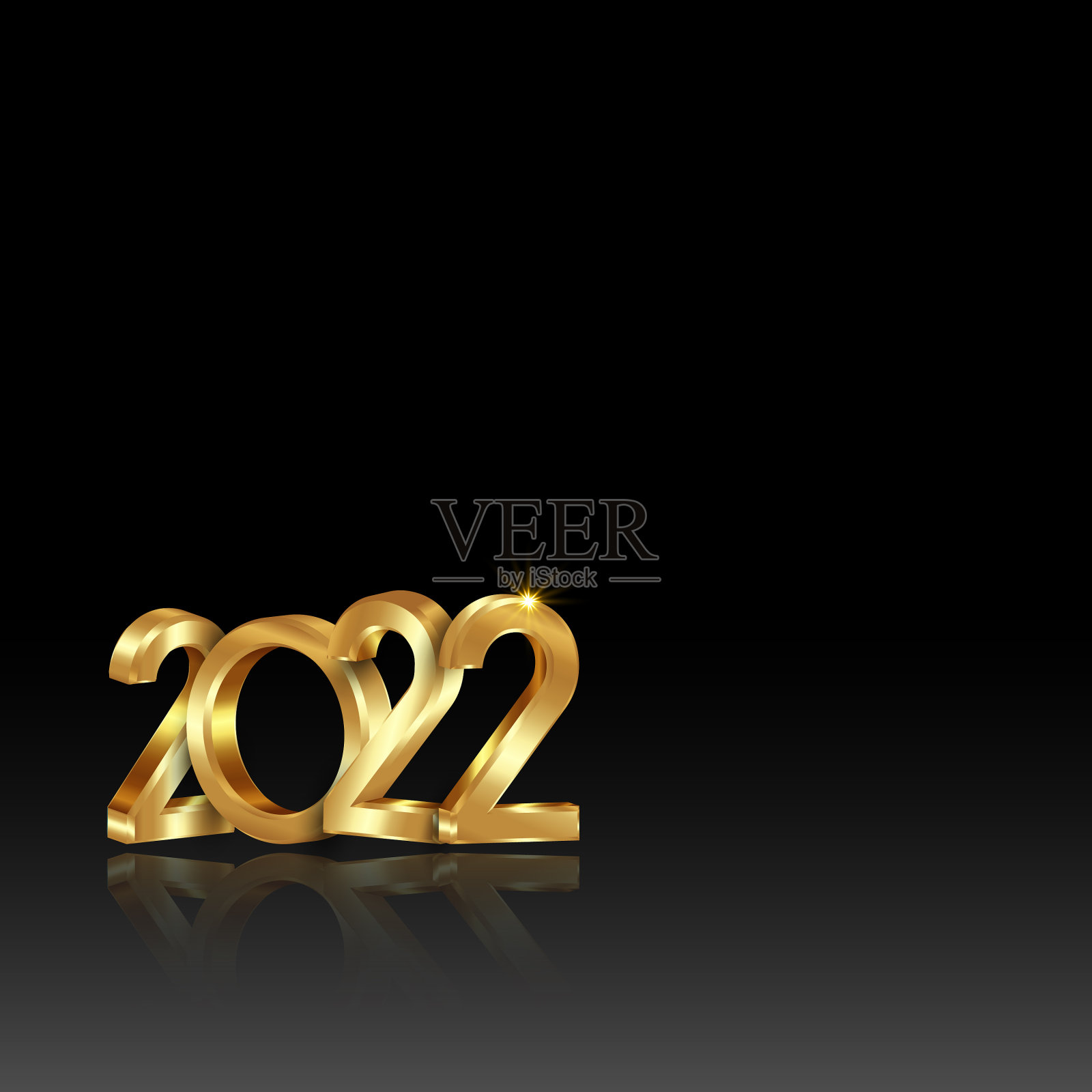 2022黄金3d数字新年快乐广场插画图片素材