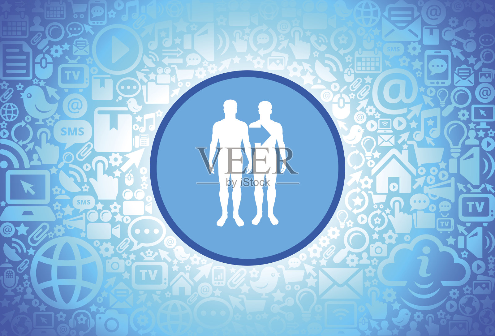 互联网技术背景下的克隆图标插画图片素材