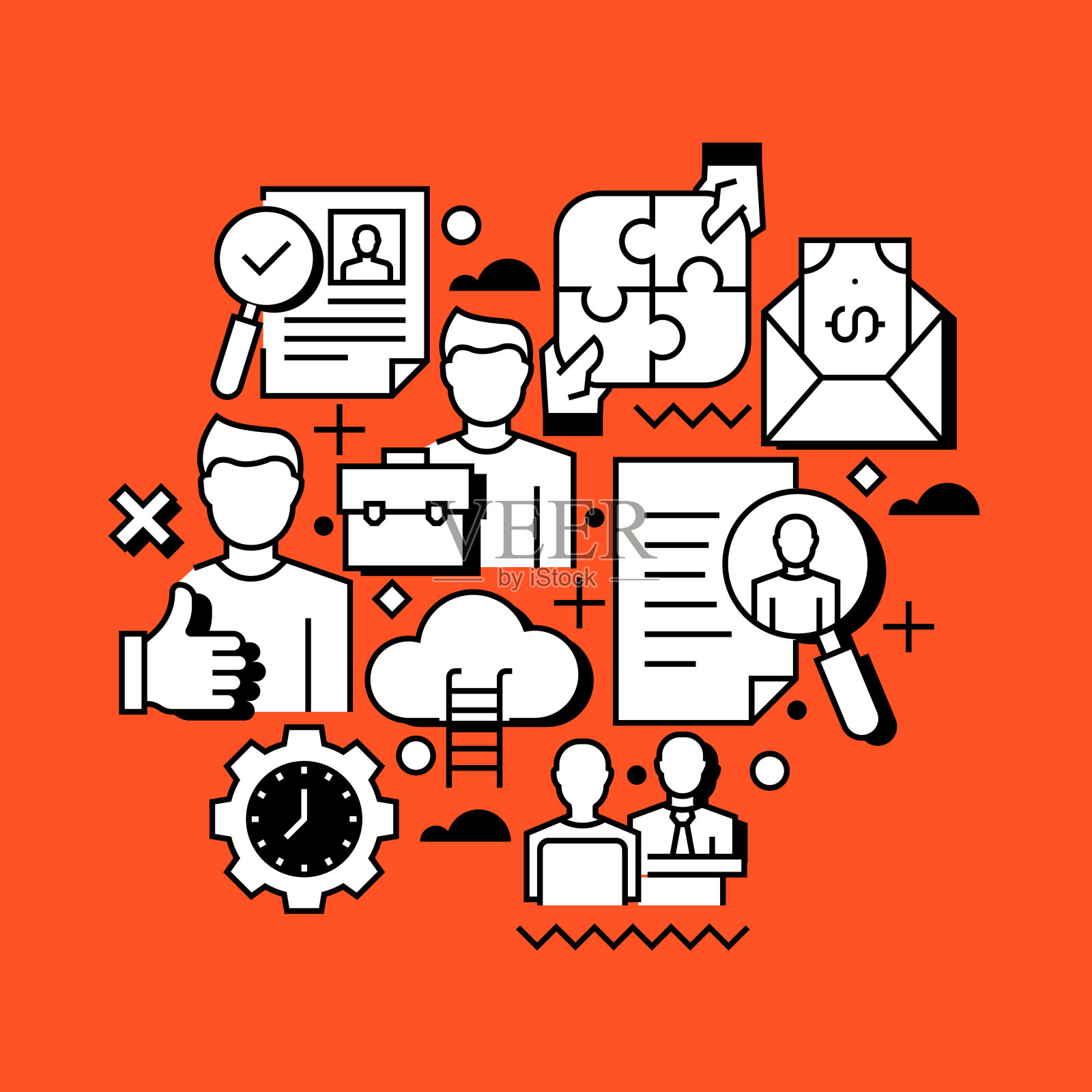 人力资源相关线设计风格网页横幅插画图片素材