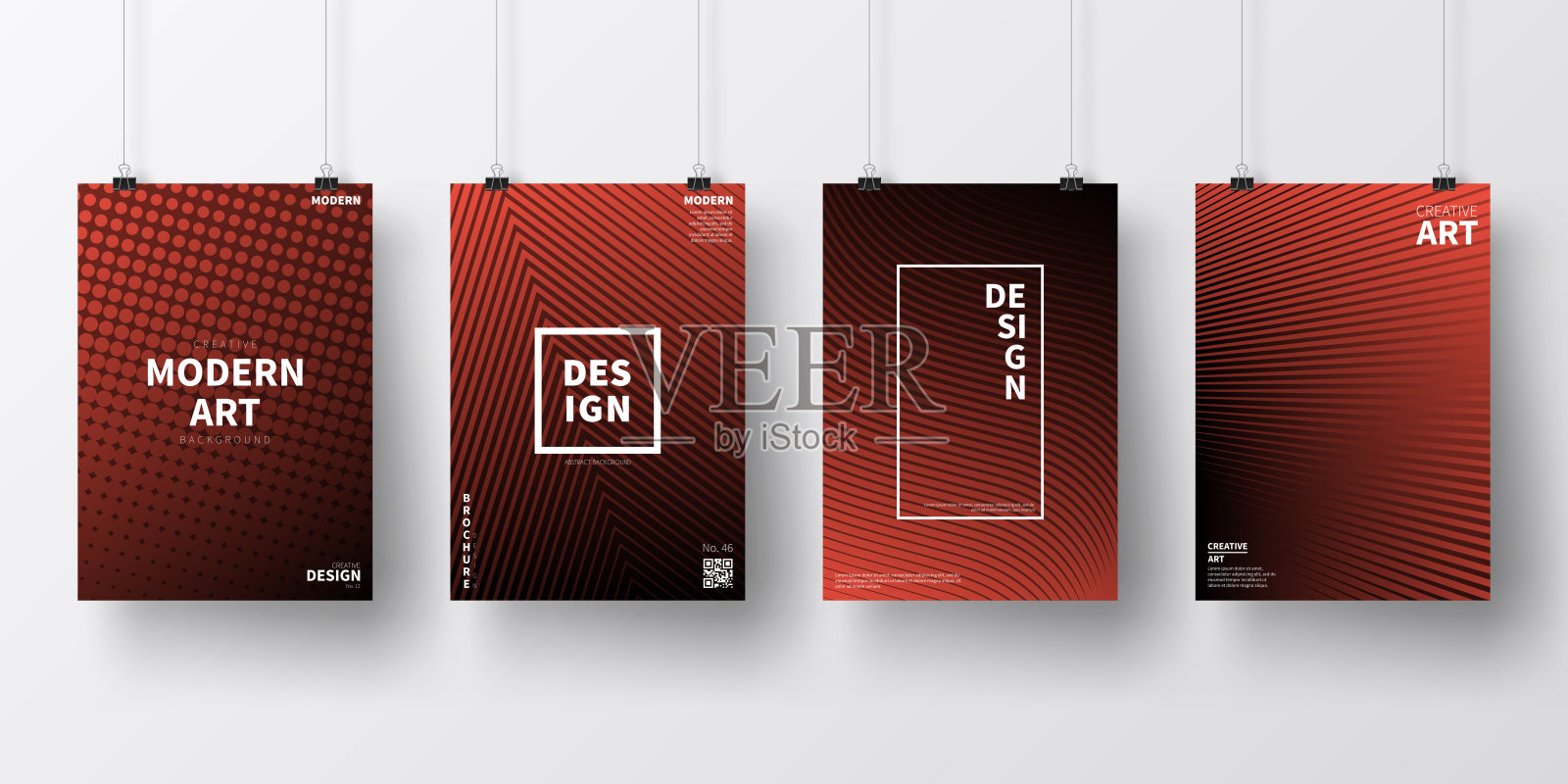 海报与红色几何设计，孤立在白色背景插画图片素材