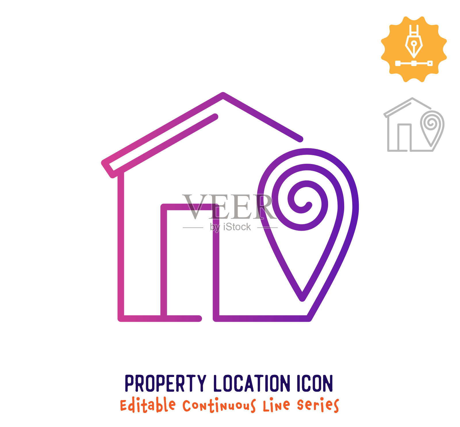 属性位置连续线可编辑笔画线插画图片素材