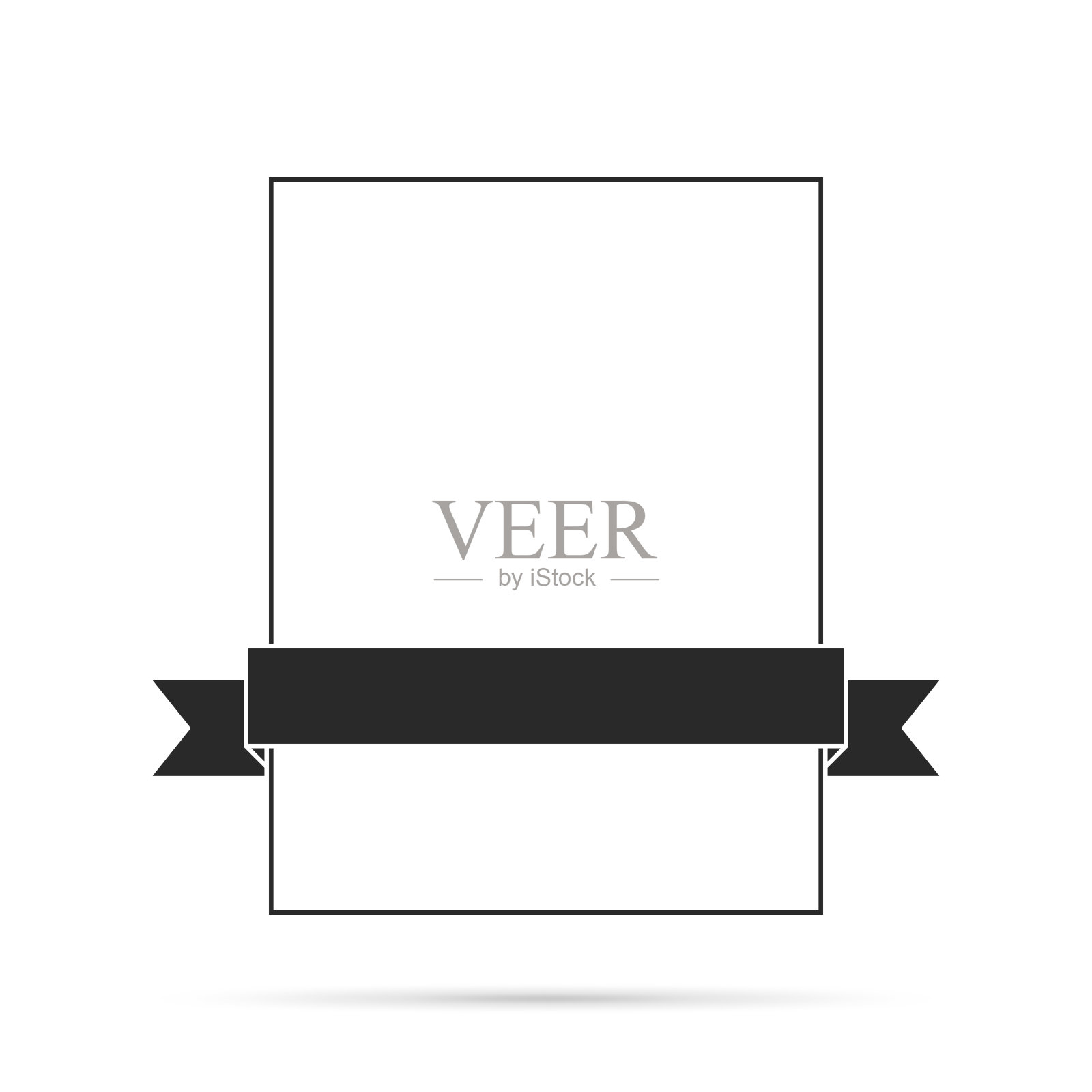 黑色丝带上的空白白色标签-设计元素插画图片素材