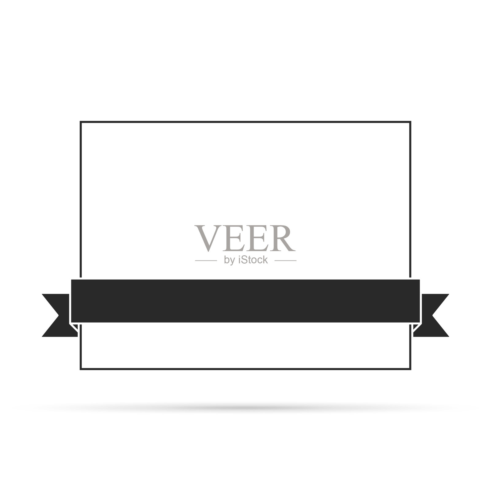 空白白色标签上的黑丝带-设计元素插画图片素材