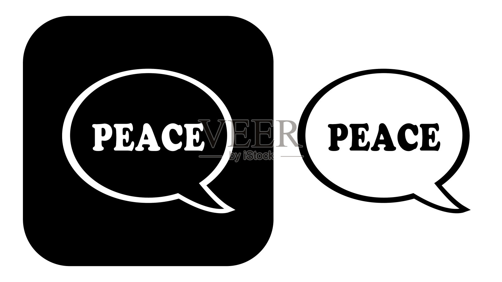 黑白和平演讲泡泡图标插画图片素材