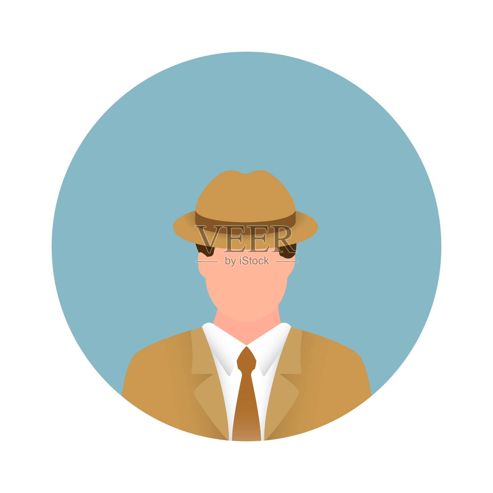 侦探阿凡达扁平图标。平面矢量插图符号设计元素设计元素图片