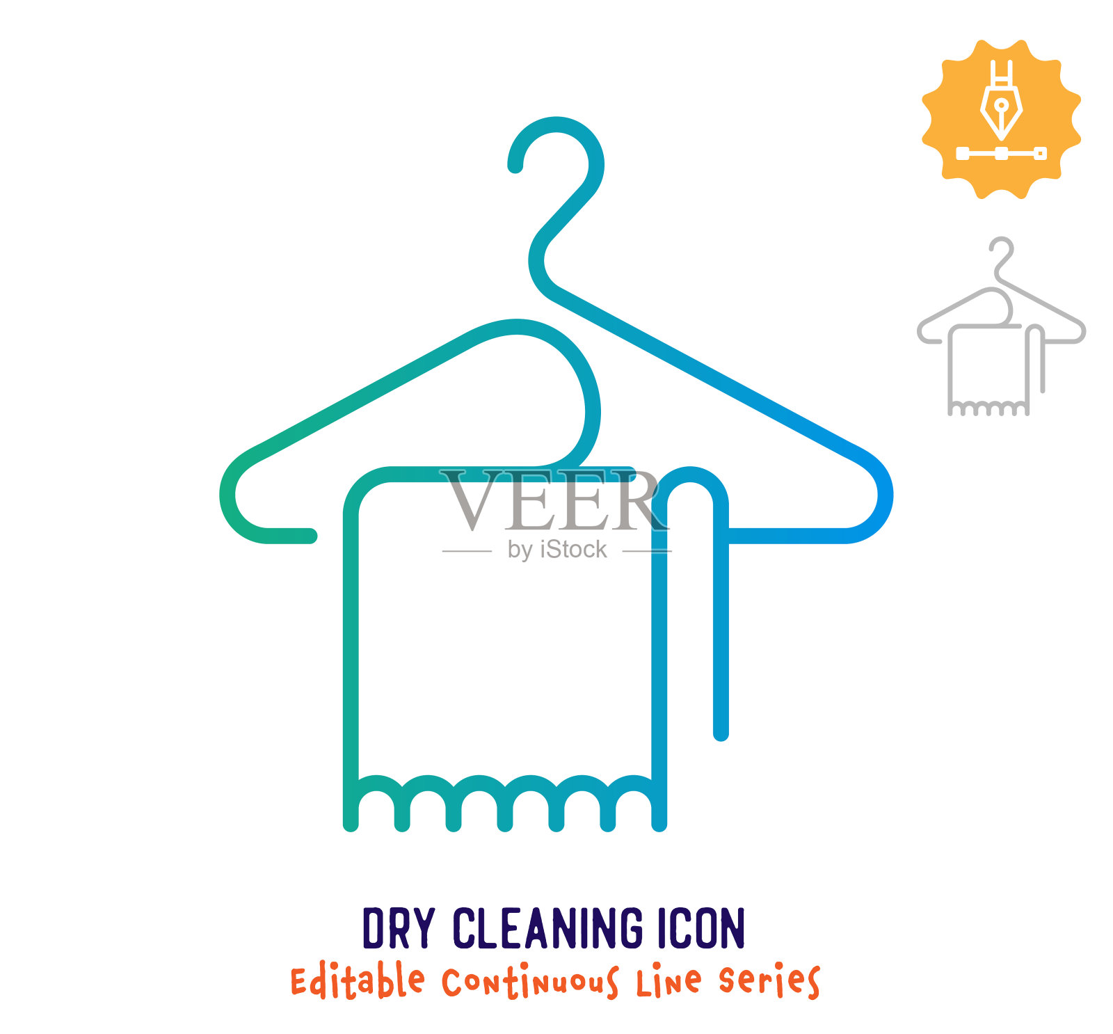 干洗连续线可编辑的行程线插画图片素材