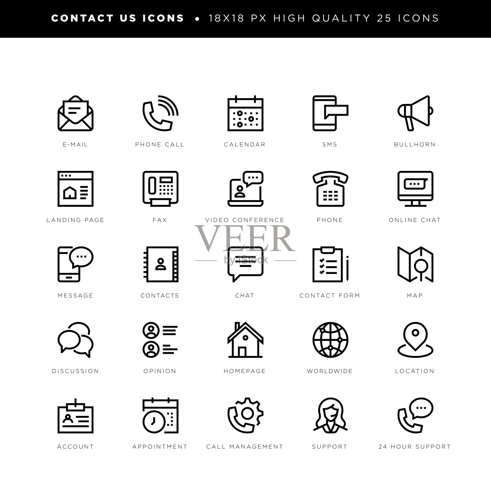 联系我们图标的沟通，用户界面，消息，聊天，电子邮件，支持，约会等。图标素材