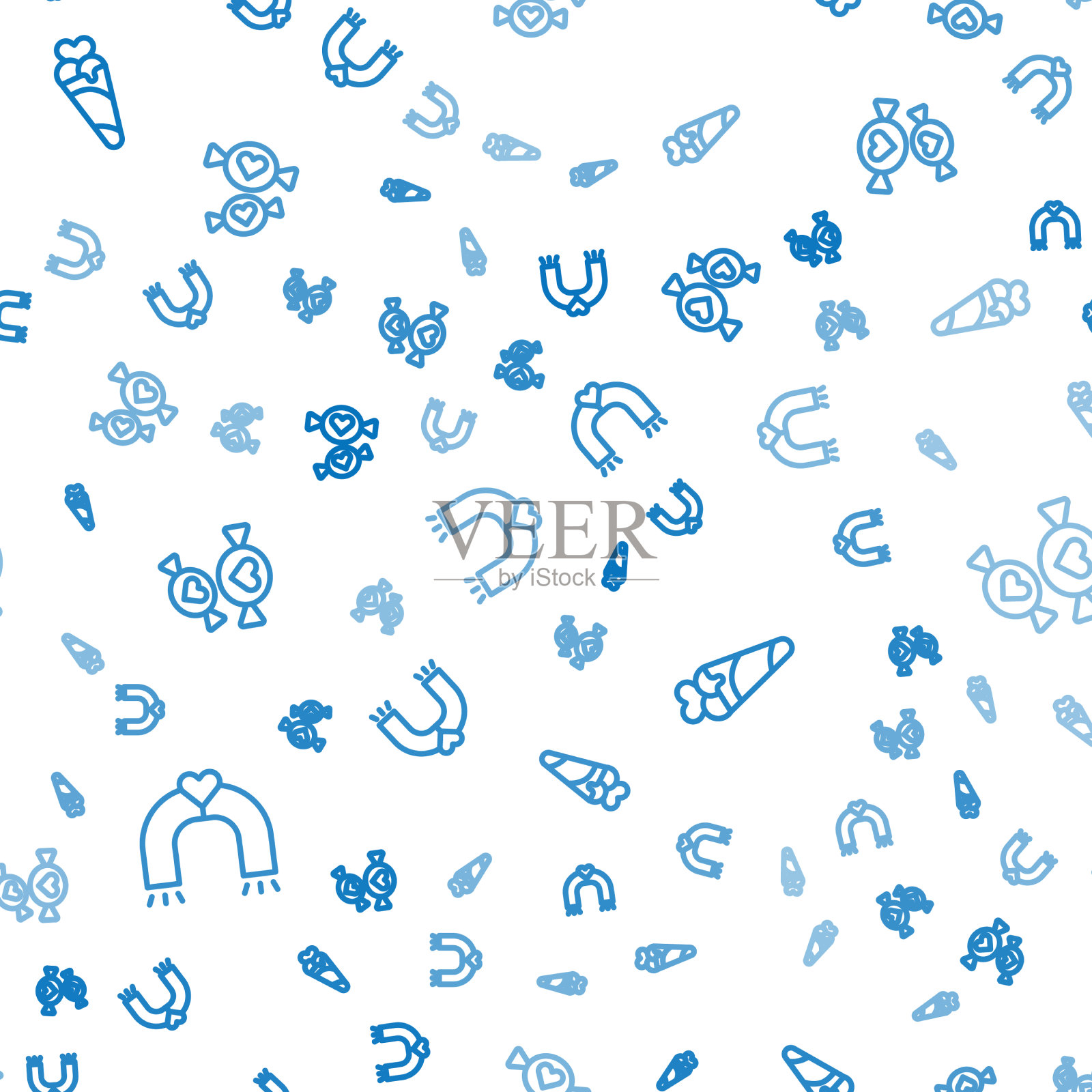 把爱磁铁冰淇淋放在华夫饼蛋筒里图标素材