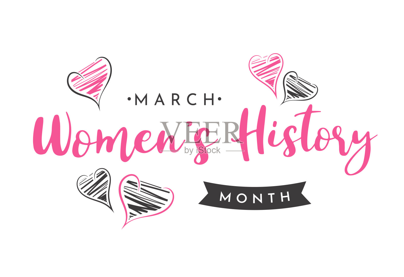 妇女历史月的背景，三月。向量插画图片素材