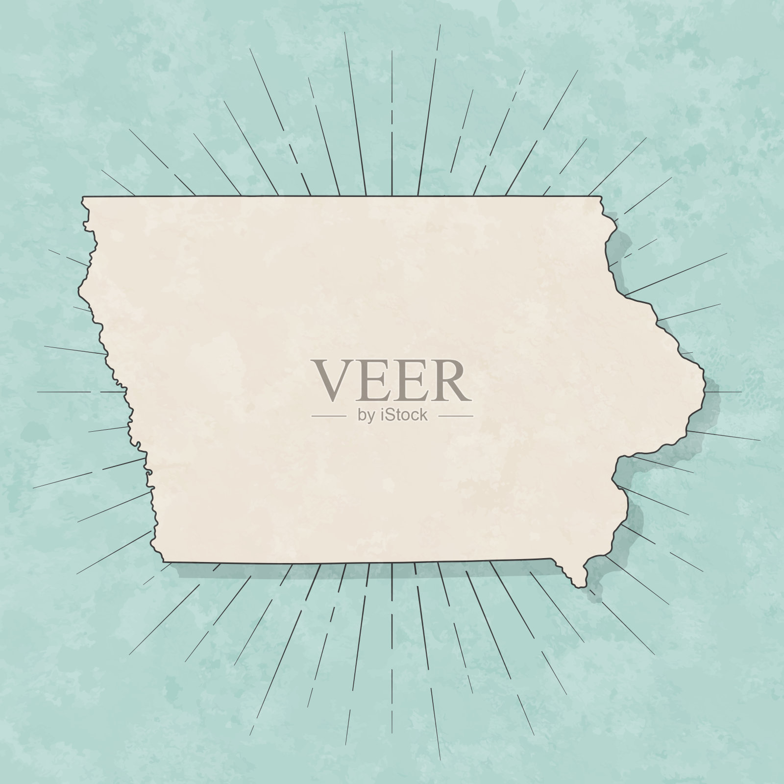 爱荷华州地图复古风格-旧纹理纸插画图片素材