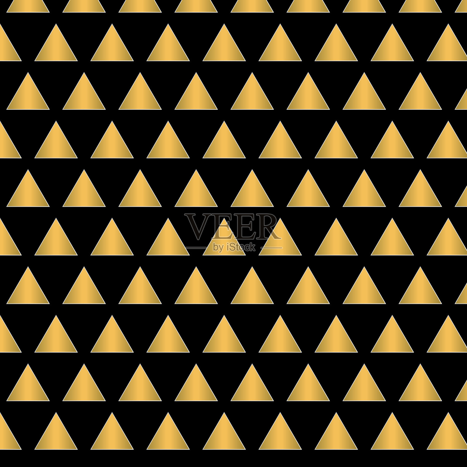 均匀间隔，相等大小，连接填充金色三角形图案。模式背景说明。插画图片素材