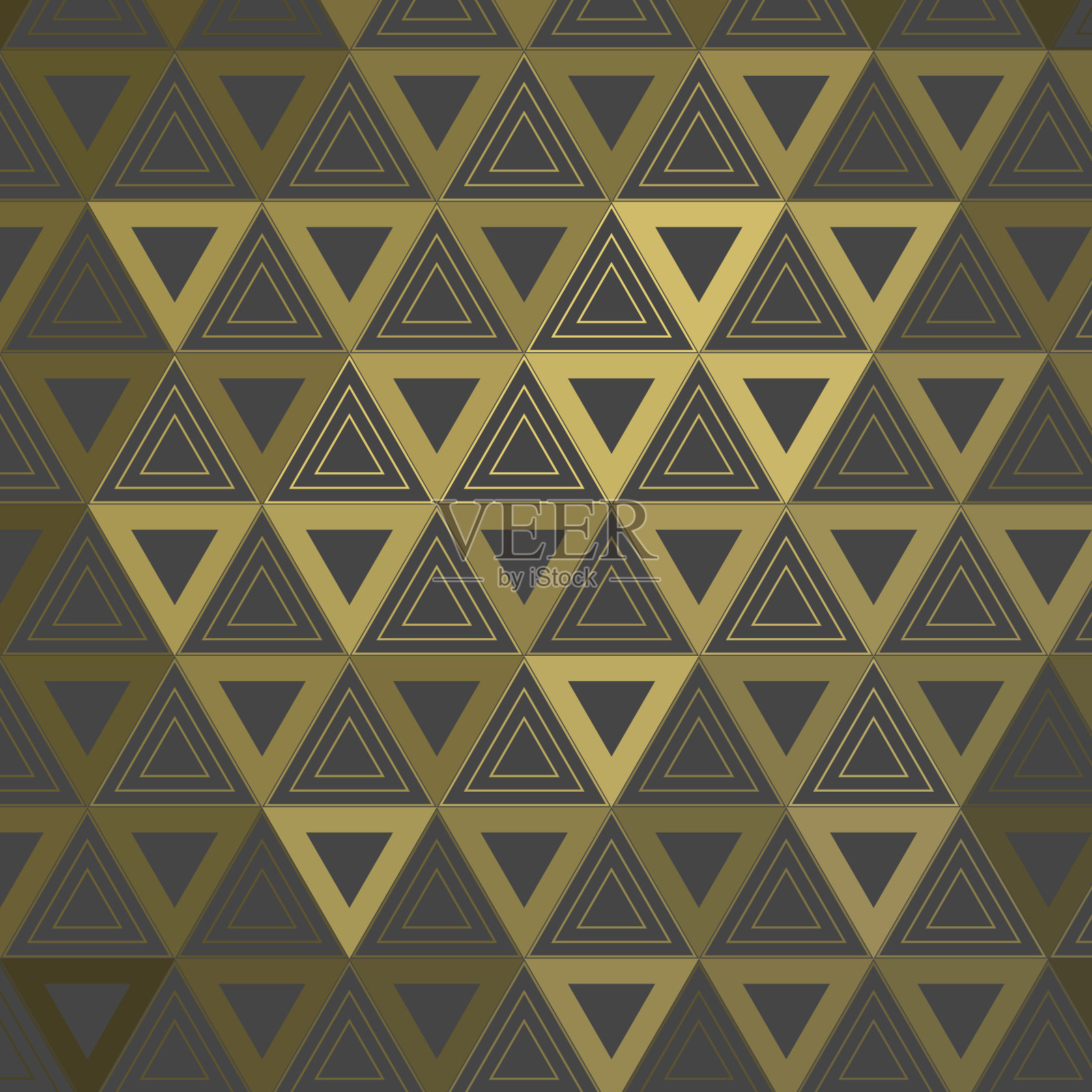 同样大小，三角形的双图案与金色的3d反射。模式背景说明。深灰色的。插画图片素材