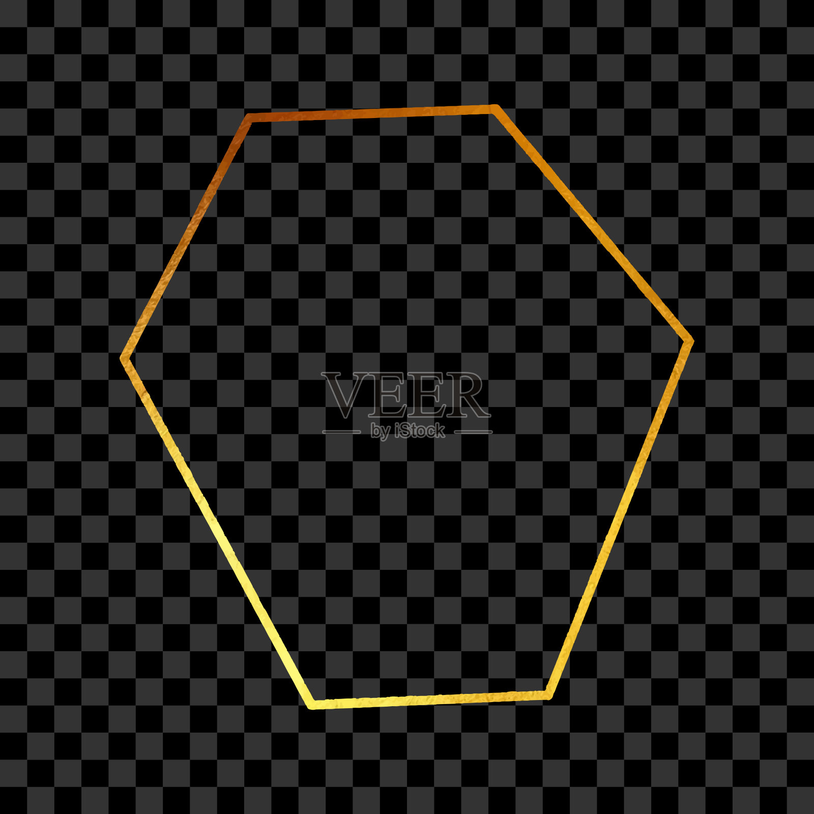 六边形金箔框架孤立的背景。几何金框邀请卡模板。黄金几何多面体，线条艺术。矢量金边界设计元素的生日，新年，圣诞卡，婚礼邀请。设计元素图片