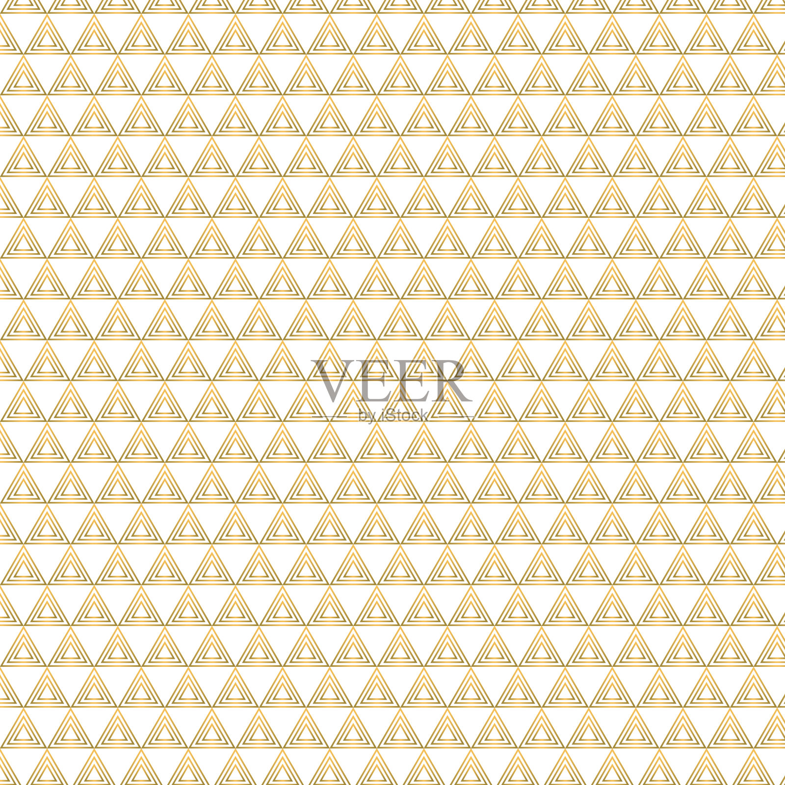 同等大小，三重三角形轮廓，每秒钟的模式与个人金色3d反射。模式背景说明。在白色的。插画图片素材