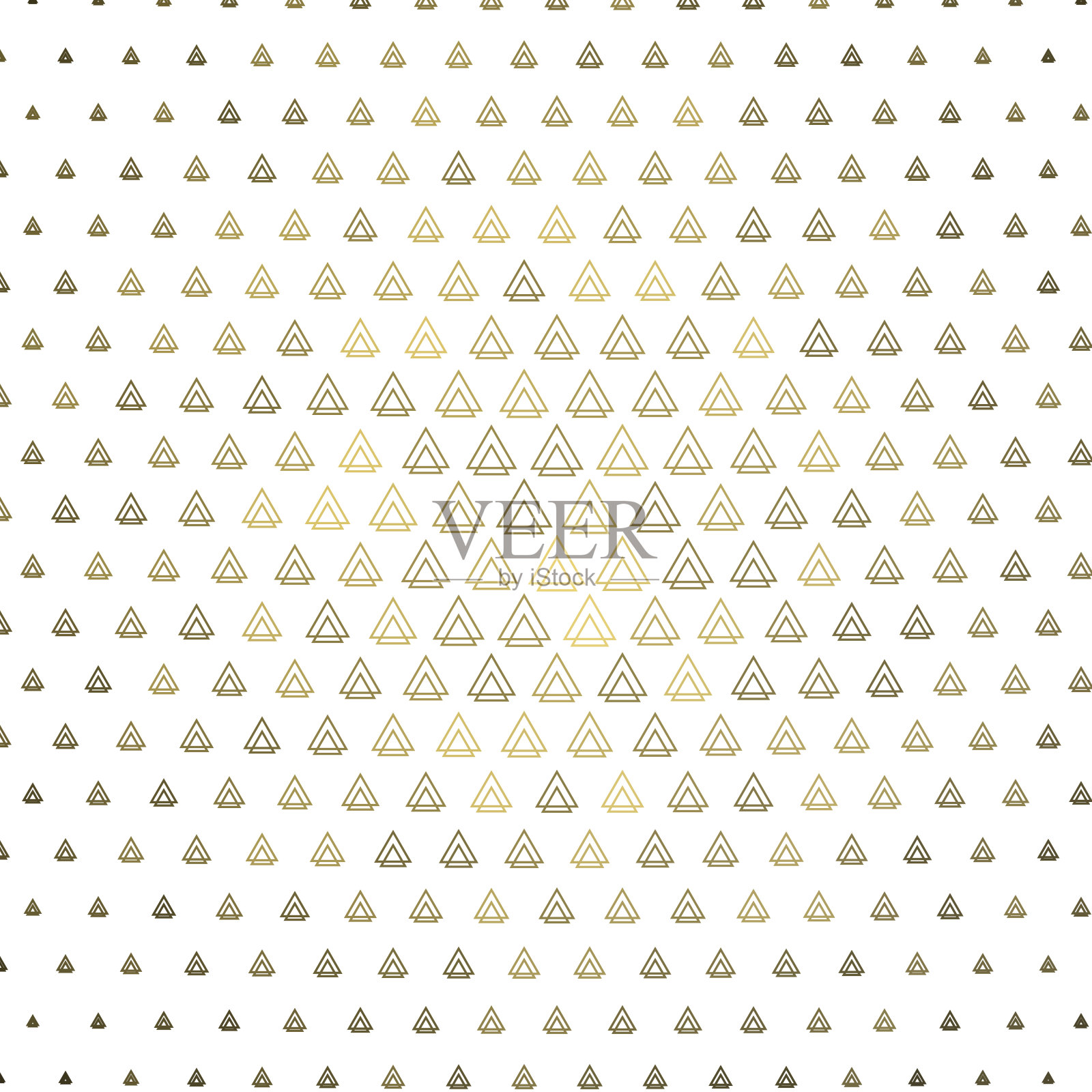 均匀间隔，径向大小梯度。双三角形轮廓与金色3d反射。模式背景说明。白色插画图片素材