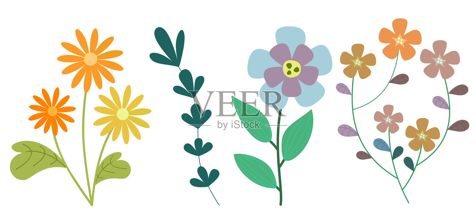 花收集插画图片素材