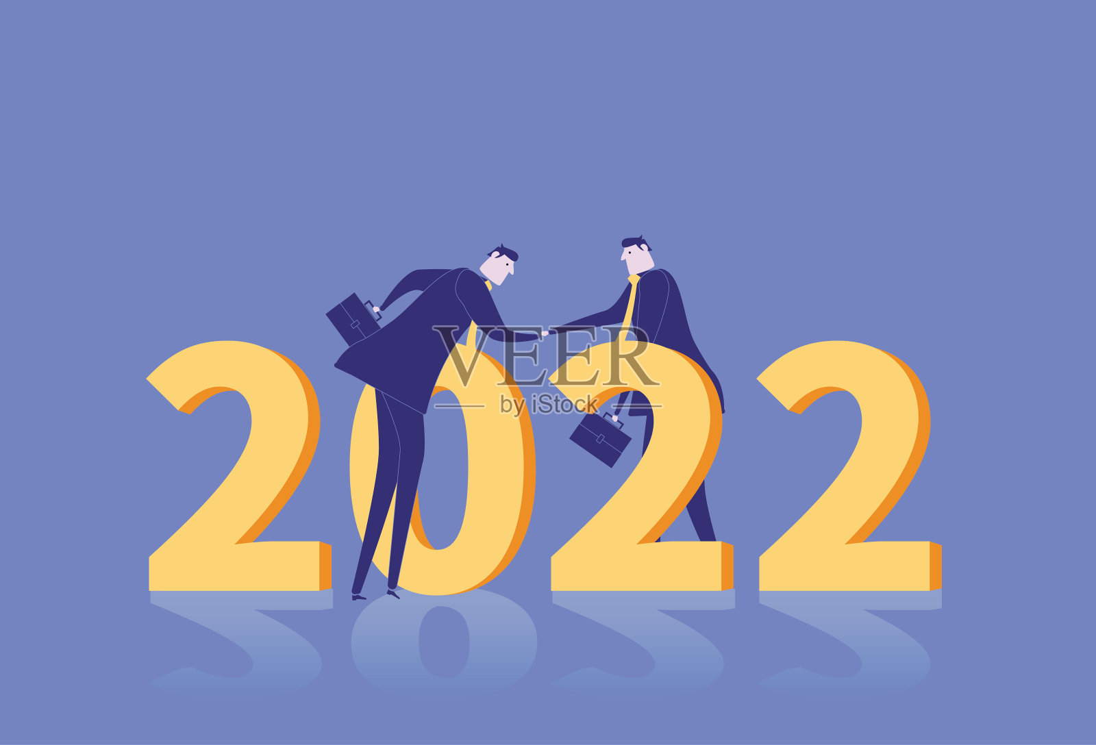 2022年，商人们握手插画图片素材