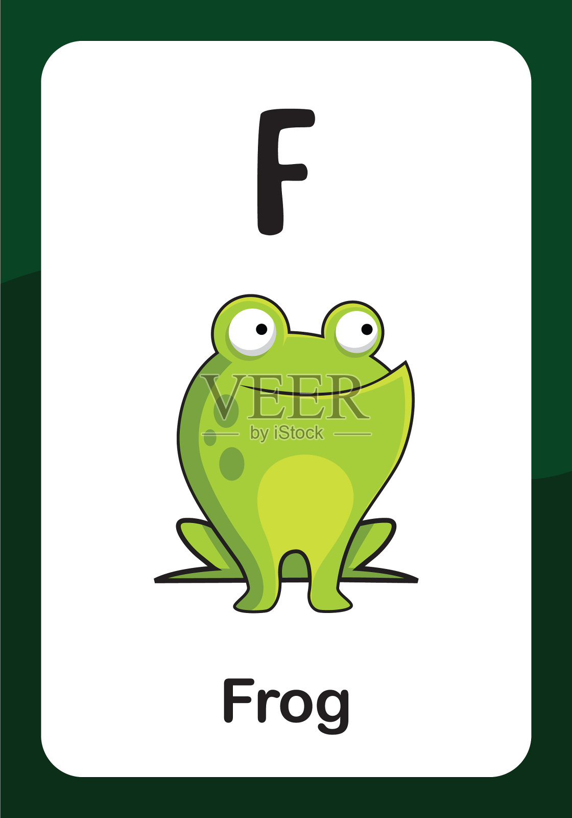 动物字母卡片- f代表青蛙插画图片素材