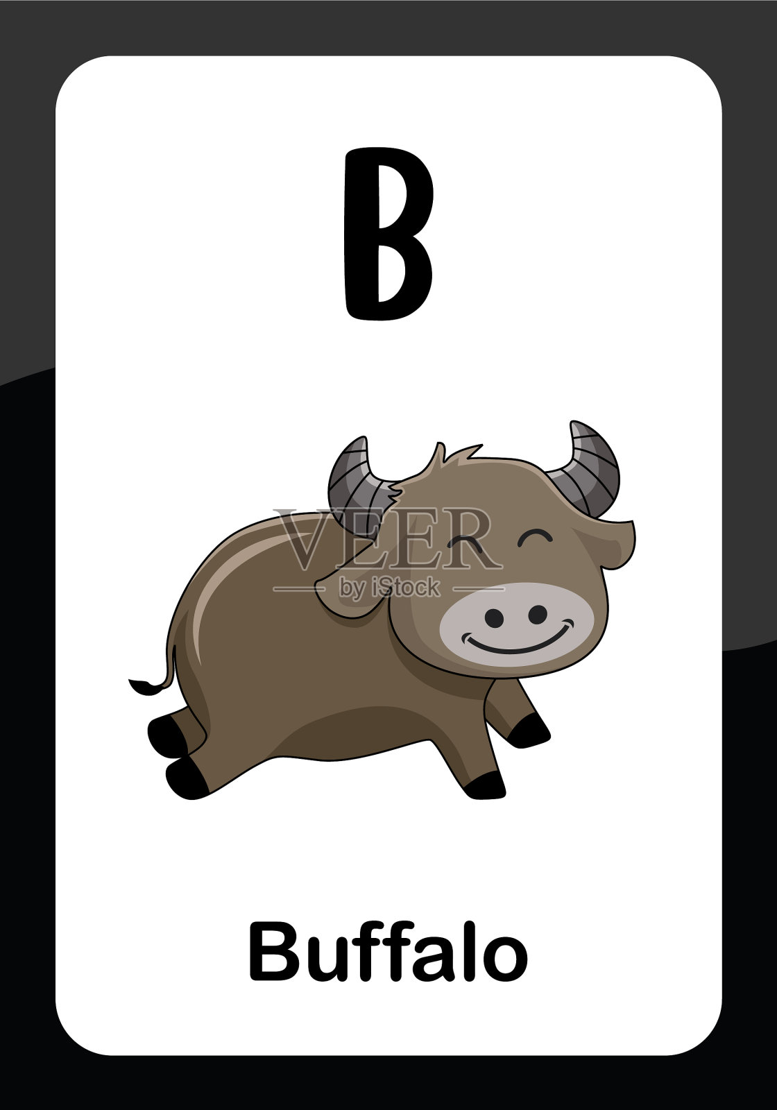 动物字母卡片- b代表水牛插画图片素材