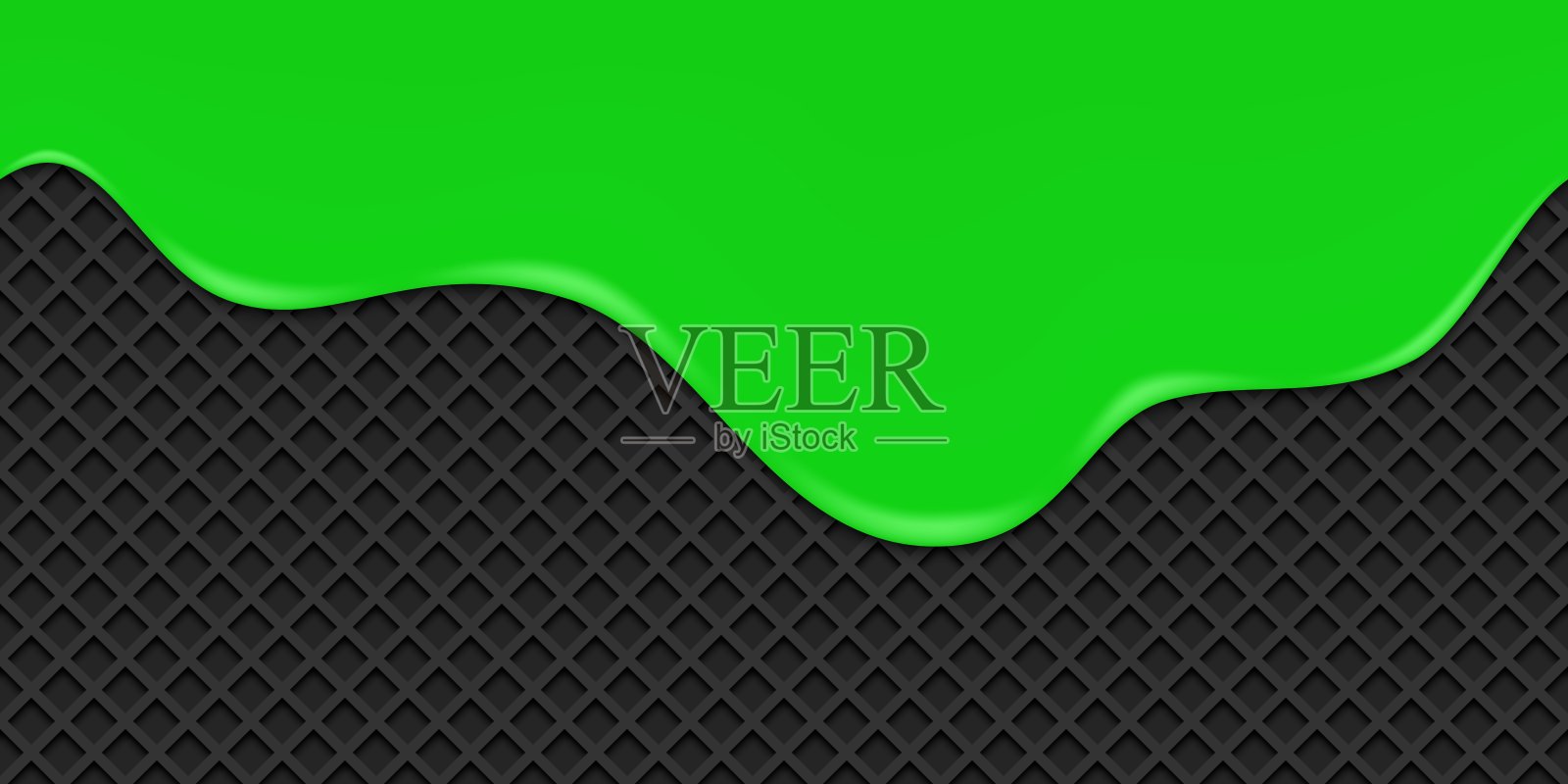 无缝熔融绿色物质。绿色粘稠液体。融化的油漆滴落流动。万圣节融化的有毒斑点。插画图片素材