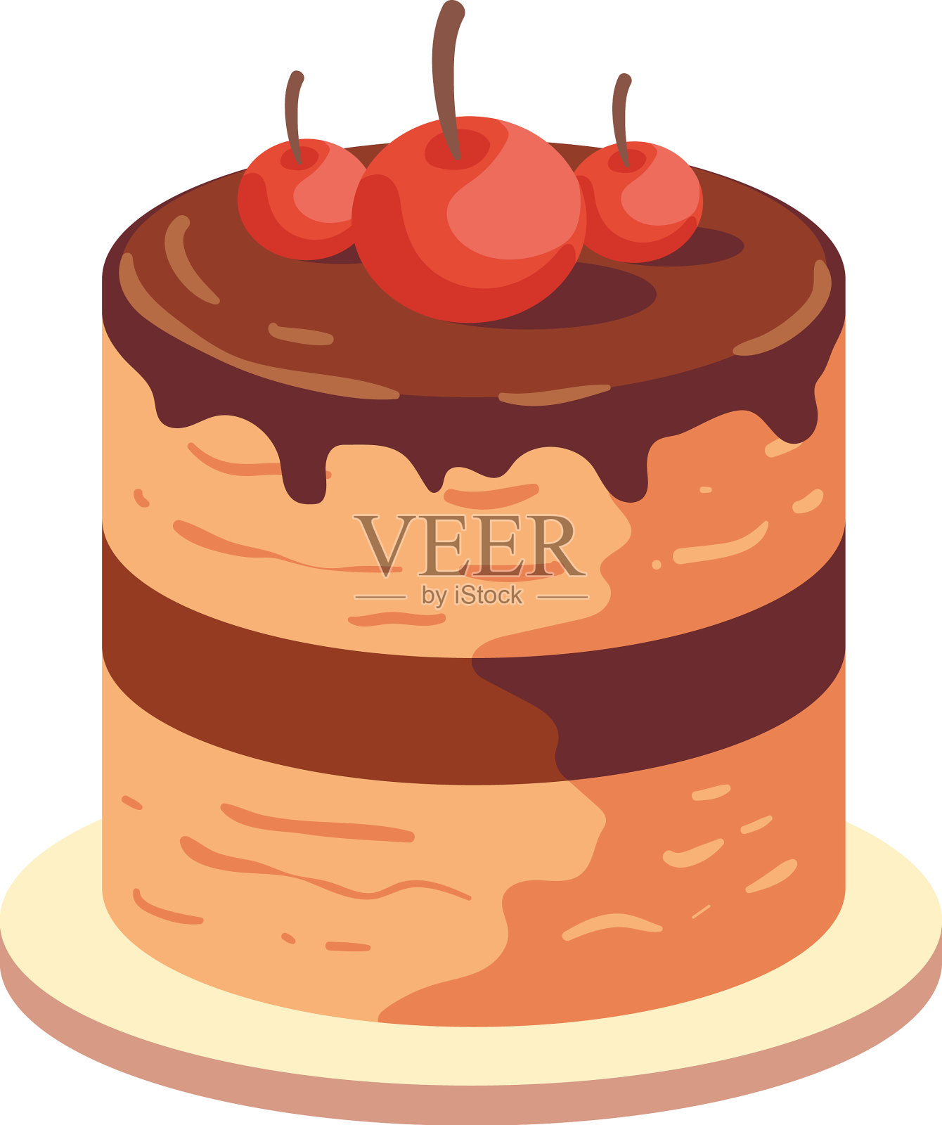 美味甜点巧克力奶油蛋糕搭配插画图片素材