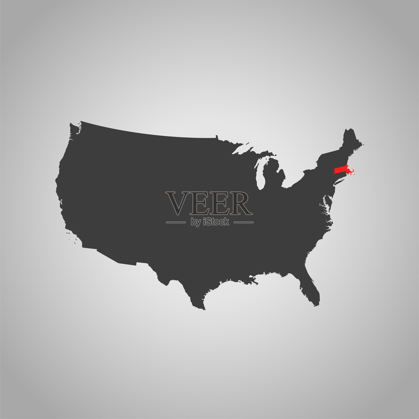 麻萨诸塞州地图插画图片素材