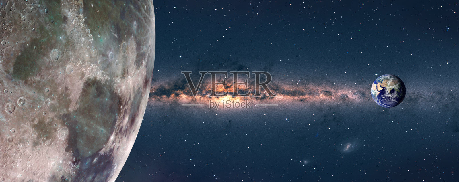 从月球表面看到的地球（本图片由美国宇航局提供）照片摄影图片