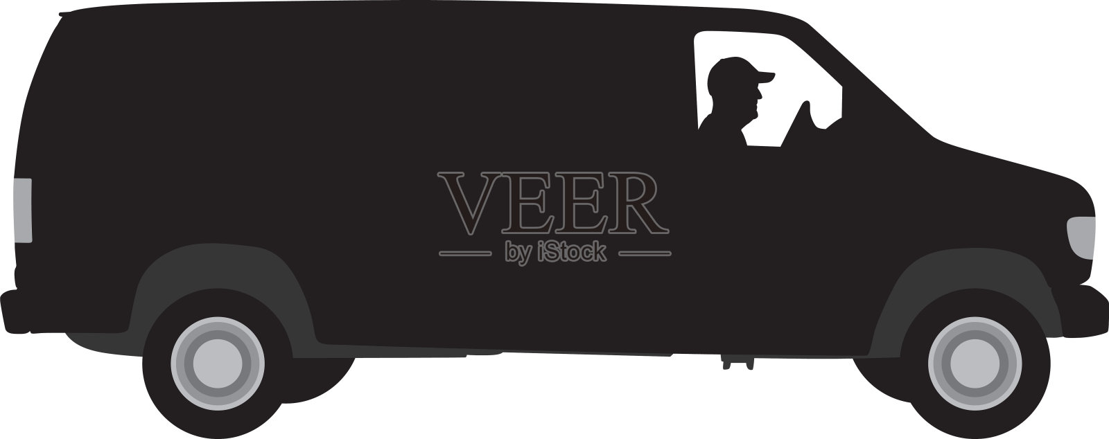 男子驾驶厢式剪影插画图片素材