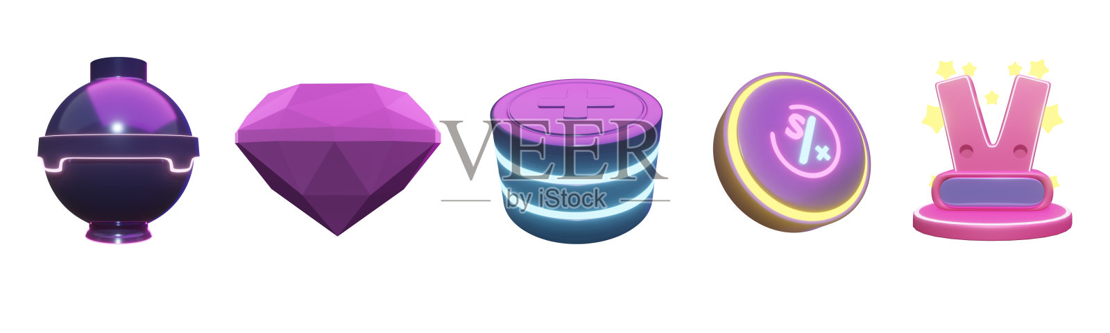 3D图标视频游戏集合渲染孤立的透明背景照片摄影图片