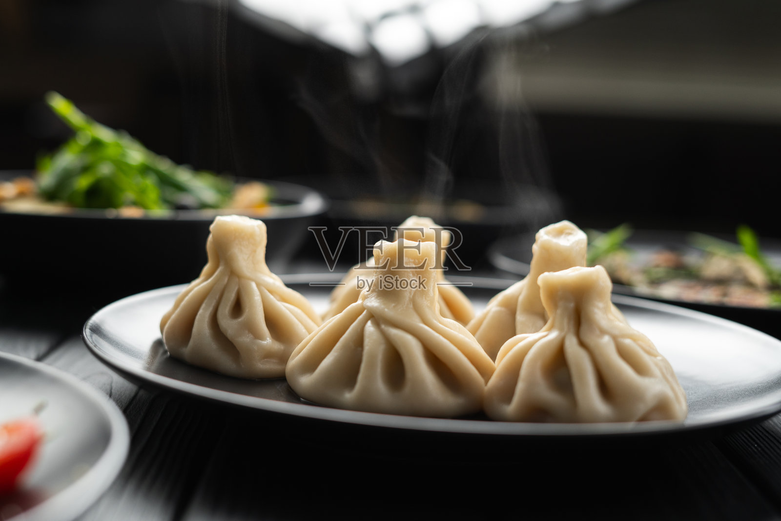 格鲁吉亚烹饪食品从khinkali, dolma, satsivi侧面视图照片摄影图片