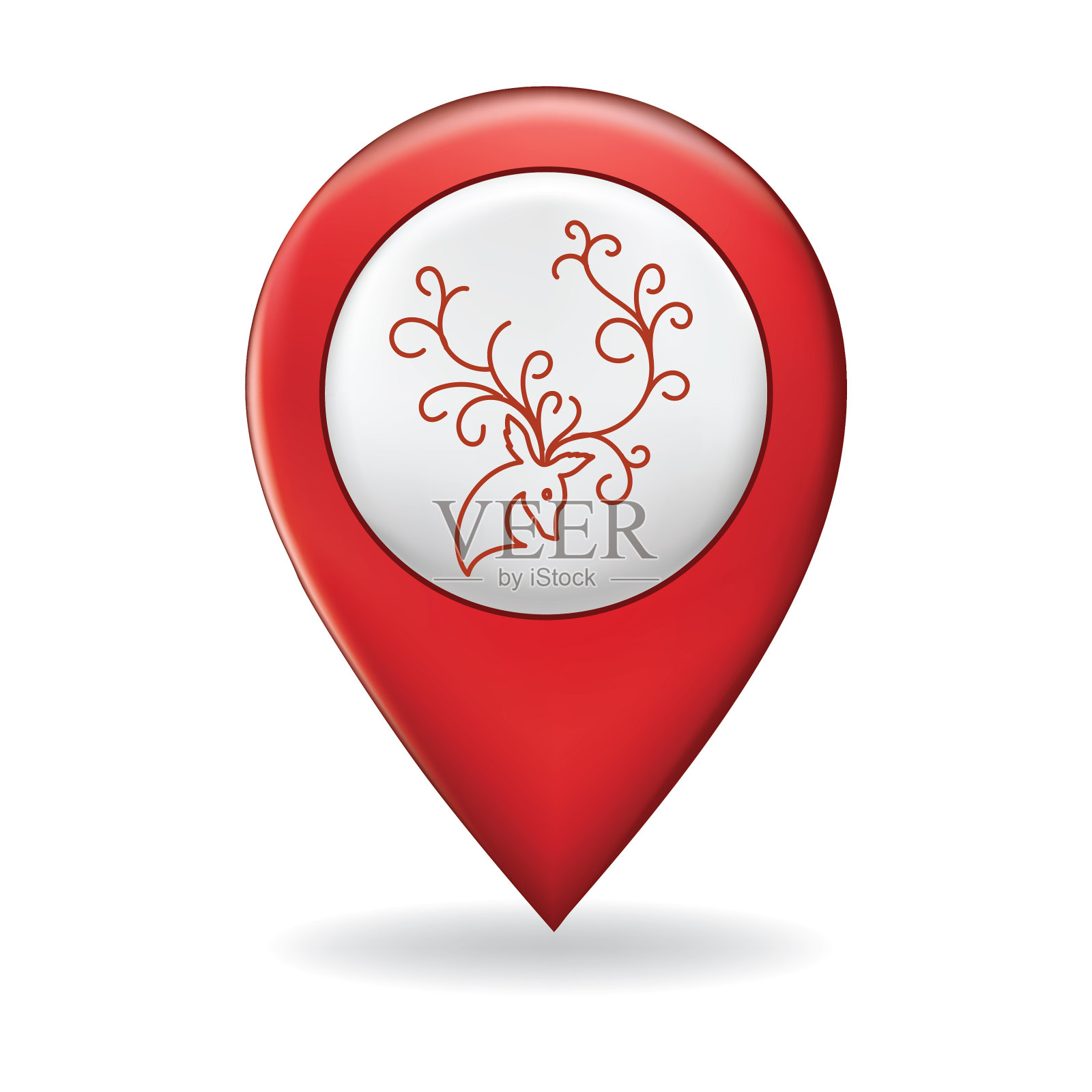 细线图标在地图指针针-圣诞节设计元素图片