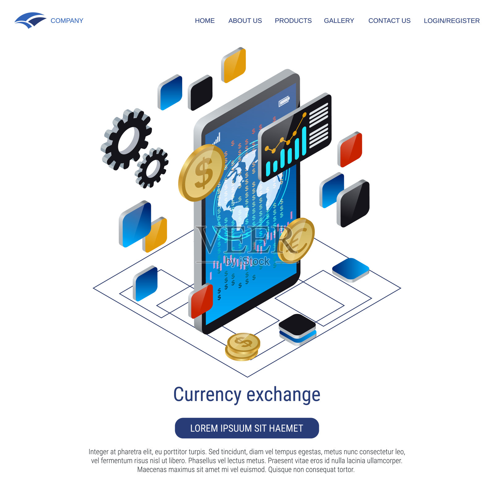 货币兑换矢量概念插画图片素材