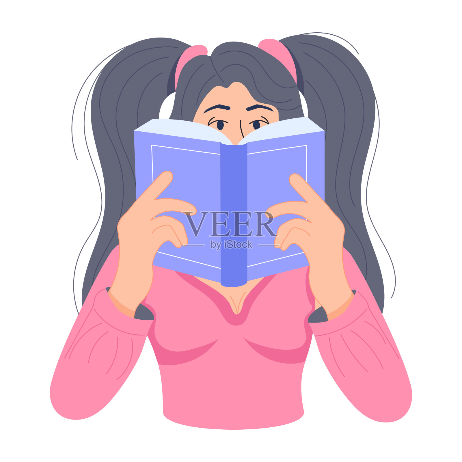 图书馆阅读插画图片素材