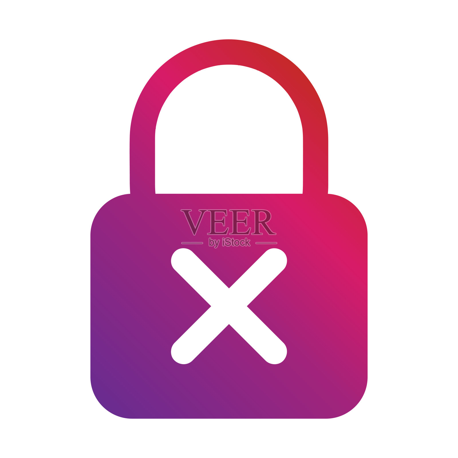 现代挂锁固体梯度图标隔离在白色背景插画图片素材