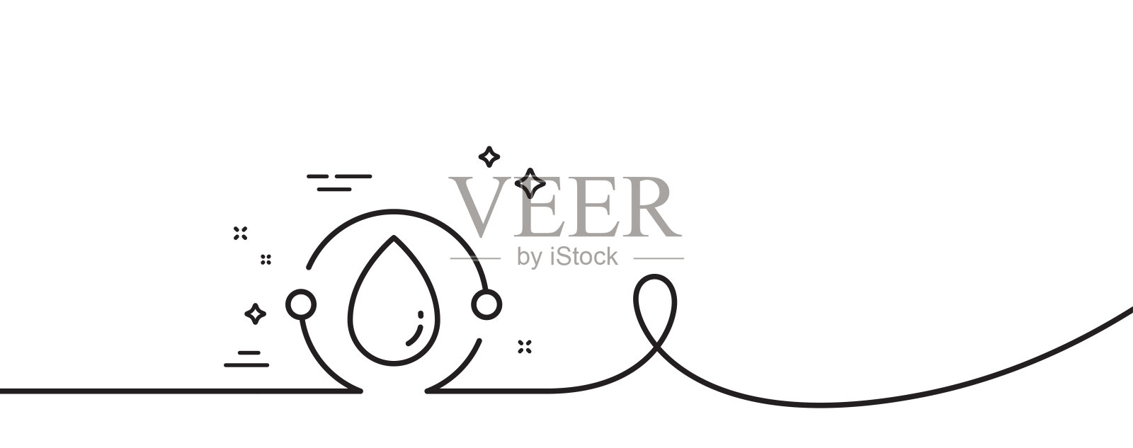 冷压油路图标。有机检测标志。水滴。带旋度的连续线。向量插画图片素材