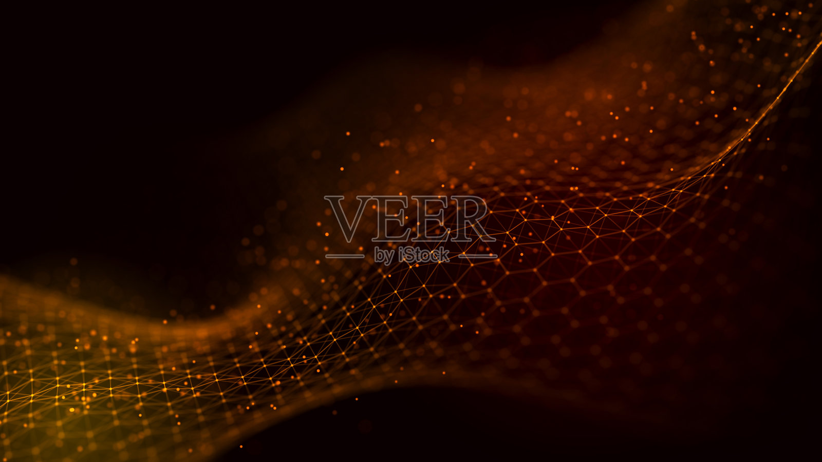 摘要数字数据背景。波与移动的点。悦耳的声音流。3 d渲染。照片摄影图片