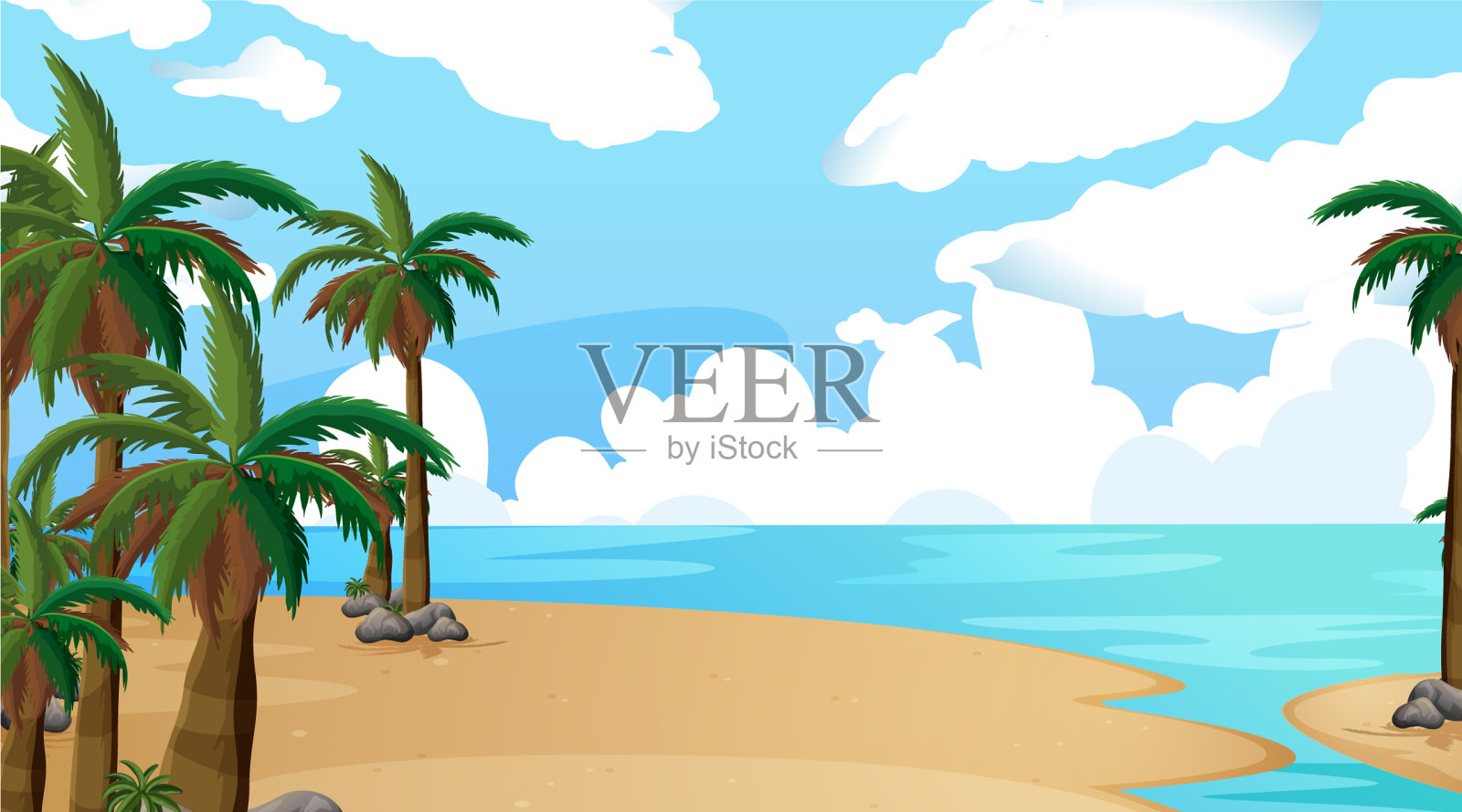 自然空滩海滨景观插画图片素材